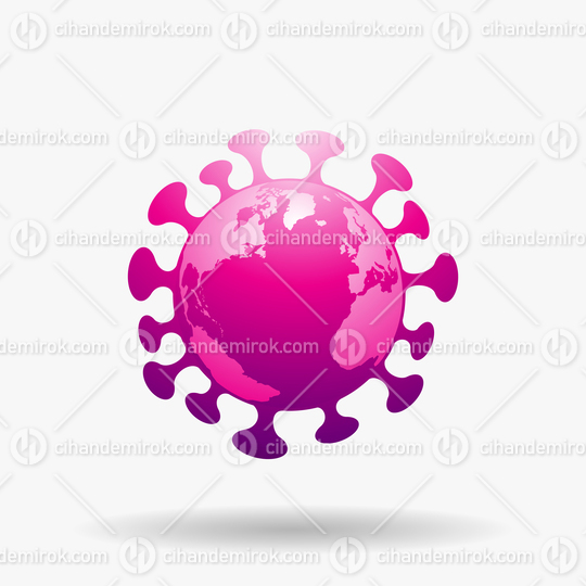 Globe Shaped Magenta Coronavirus Icon