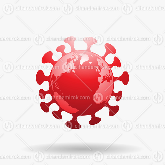 Globe Shaped Red Coronavirus Icon