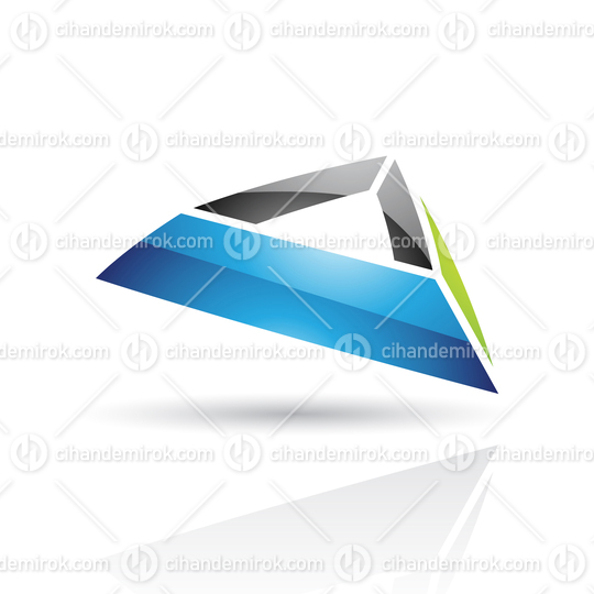 Glossy Blue Black Abstract Pyramid Like Logo Icon