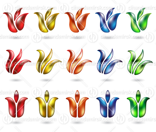 Glossy Colorful Abstract Tulip Icons