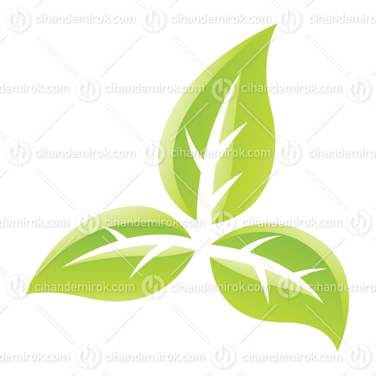 Glossy Green Striped Leaves Icon