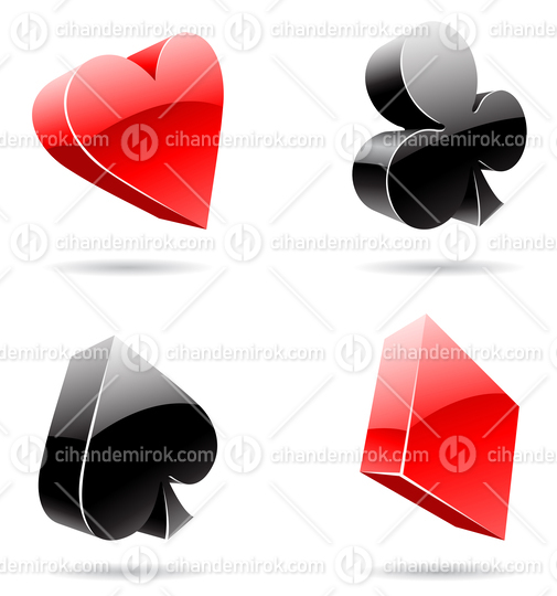 Glossy Playing Card Suits Icons