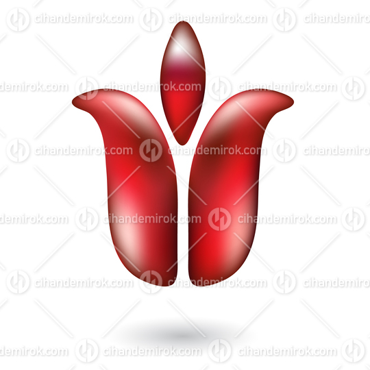 Glossy Red Tulip Flower Icon