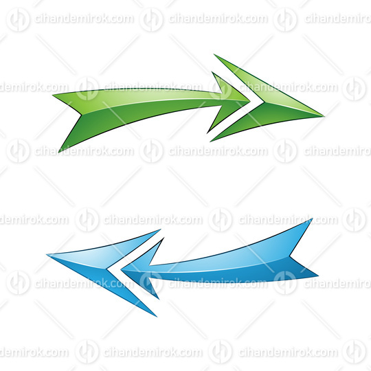 Glossy Refresh Arrows in Blue and Green Colors