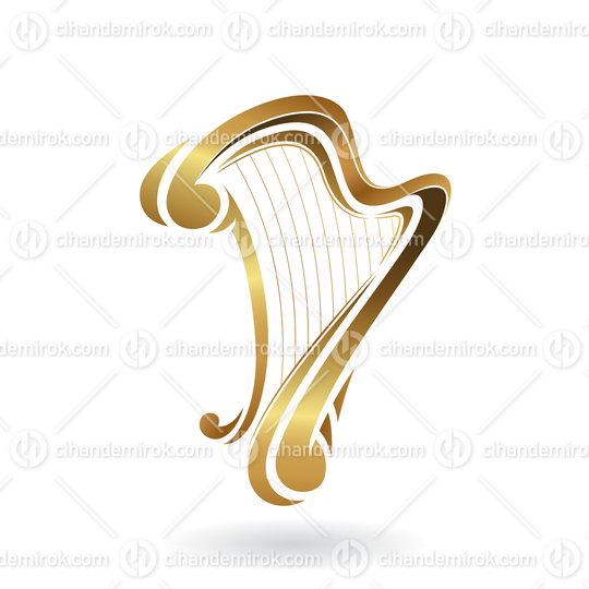 Golden Abstract Curvy Harp Icon