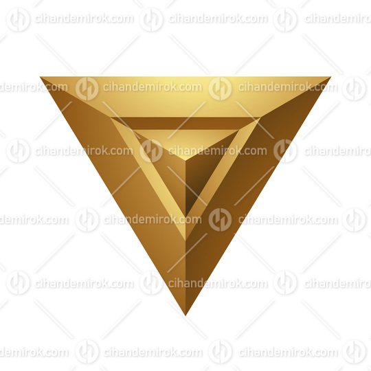 Golden Abstract Pyramid on a White Background