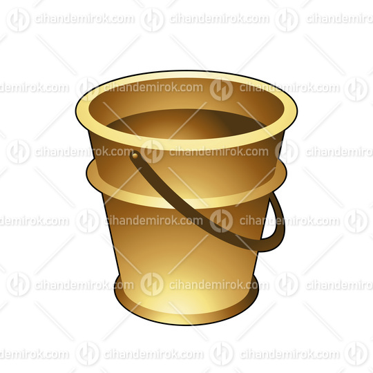 Golden Bucket on a White Background