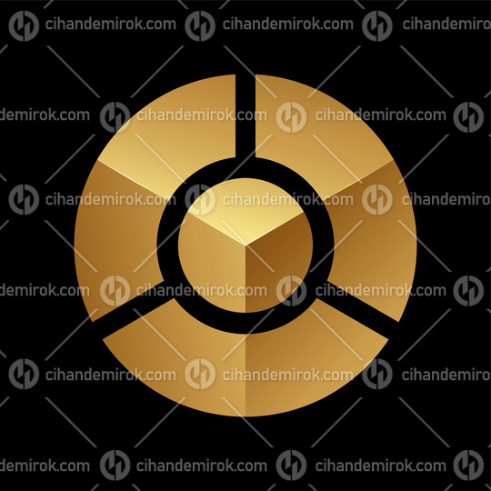 Golden Circle with a Round Core on a Black Background