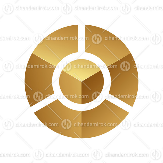 Golden Circle with a Round Core on a White Background