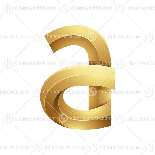 Golden Embossed Curvy Letter A on a White Background