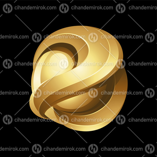 Golden Glossy 3d Sphere on a Black Background