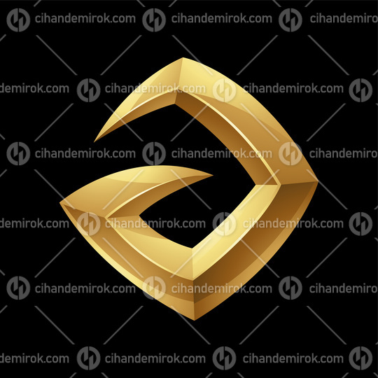 Golden Glossy 3d Spiky Letter A on a Black Background