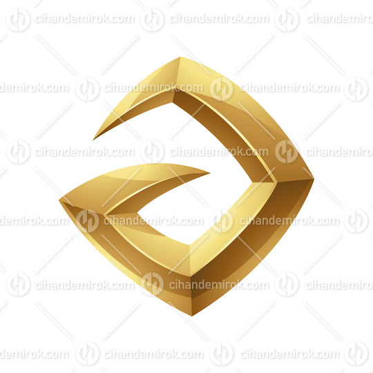 Golden Glossy 3d Spiky Letter A on a White Background