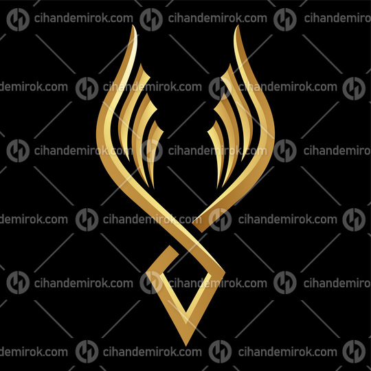 Golden Glossy Abstract Wings on a Black Background - Icon 4