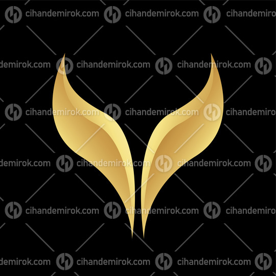 Golden Glossy Fish Tail on a Black Background