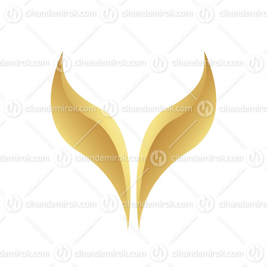 Golden Glossy Fish Tail on a White Background