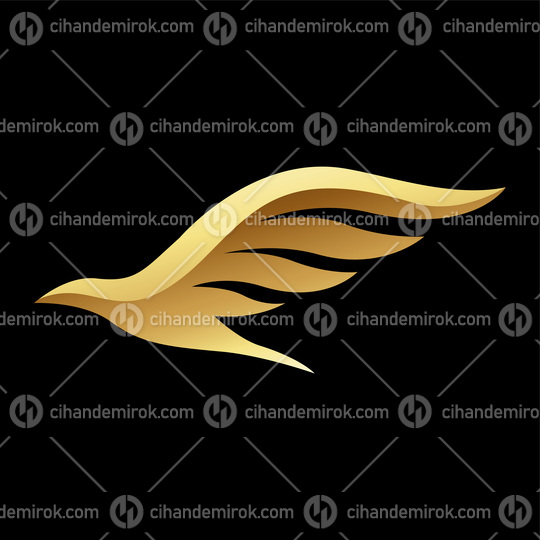 Golden Glossy Flying Bird on a Black Background