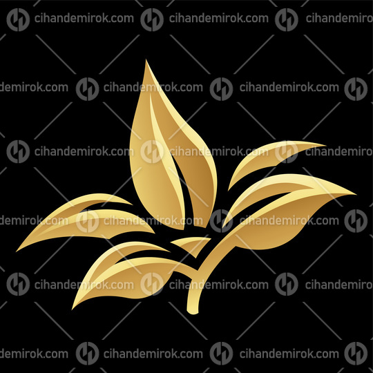 Golden Glossy Leaves on a Black Background - Icon 4