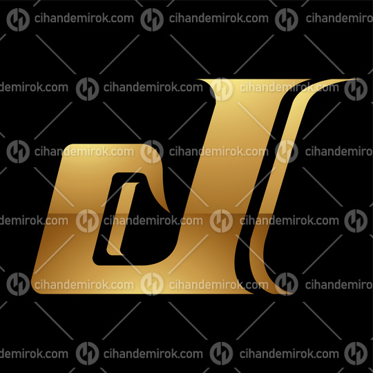 Golden Letter D Symbol on a Black Background - Icon 1