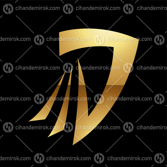Golden Letter D Symbol on a Black Background - Icon 2