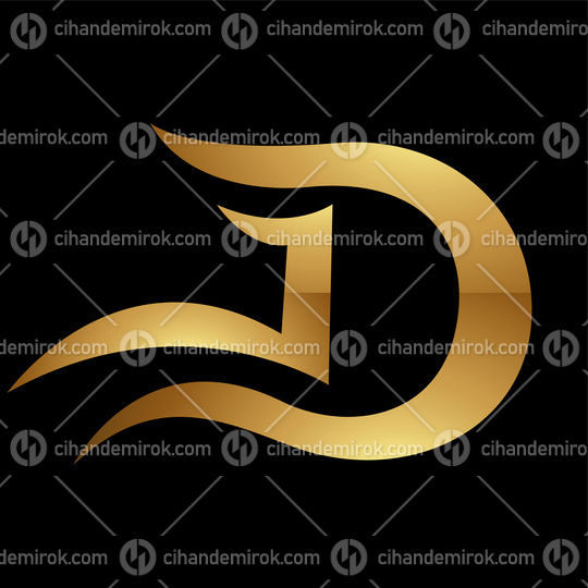Golden Letter D Symbol on a Black Background - Icon 6