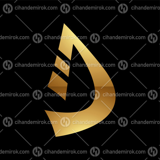 Golden Letter D Symbol on a Black Background - Icon 8