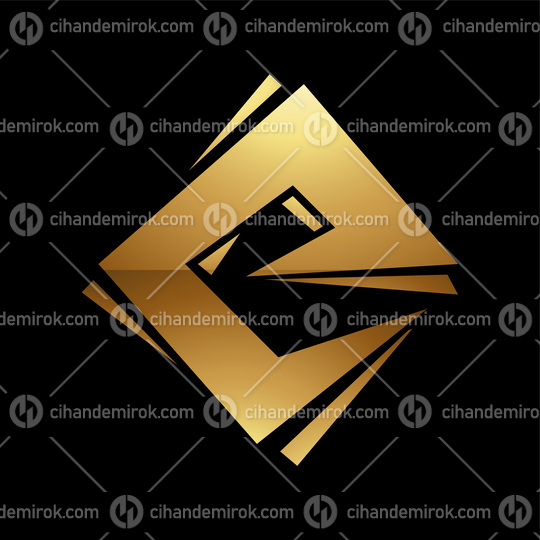 Golden Letter E Symbol on a Black Background - Icon 2