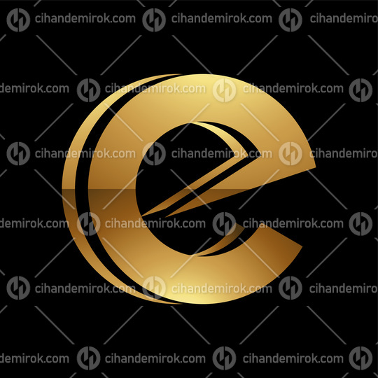 Golden Letter E Symbol on a Black Background - Icon 3