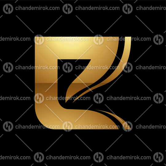 Golden Letter E Symbol on a Black Background - Icon 6