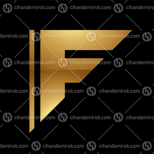 Golden Letter F Symbol on a Black Background - Icon 2