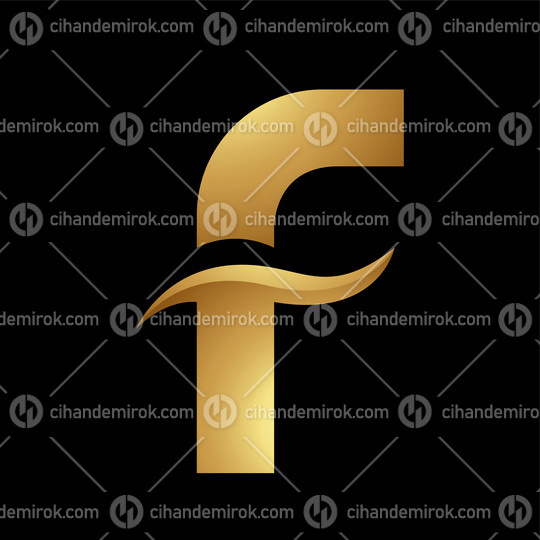 Golden Letter F Symbol on a Black Background - Icon 5