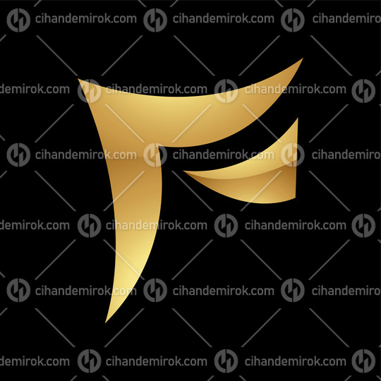 Golden Letter F Symbol on a Black Background - Icon 7