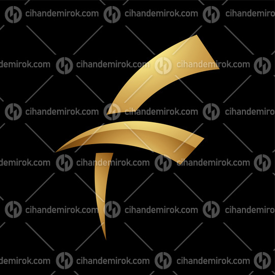 Golden Letter F Symbol on a Black Background - Icon 8