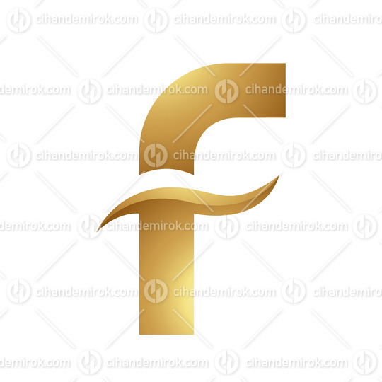 Golden Letter F Symbol on a White Background - Icon 5
