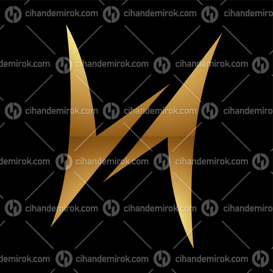 Golden Letter H Symbol on a Black Background - Icon 1