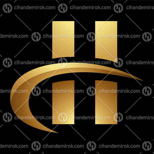 Golden Letter H Symbol on a Black Background - Icon 2