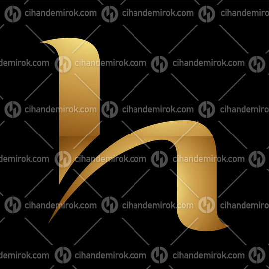 Golden Letter H Symbol on a Black Background - Icon 4
