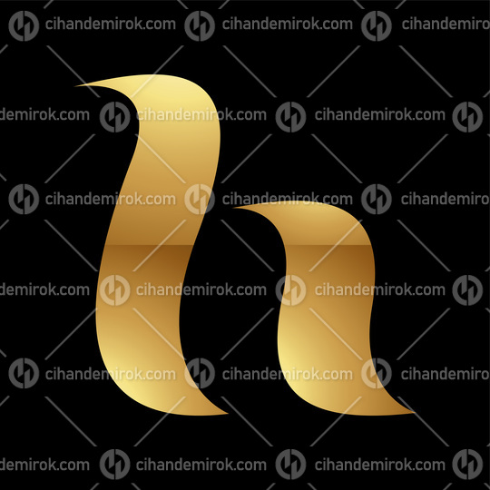 Golden Letter H Symbol on a Black Background - Icon 6