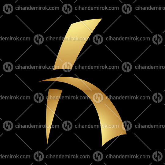 Golden Letter H Symbol on a Black Background - Icon 8
