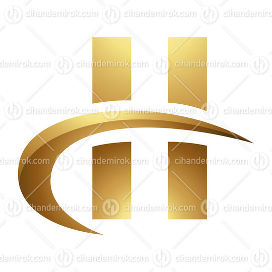 Golden Letter H Symbol on a White Background - Icon 2