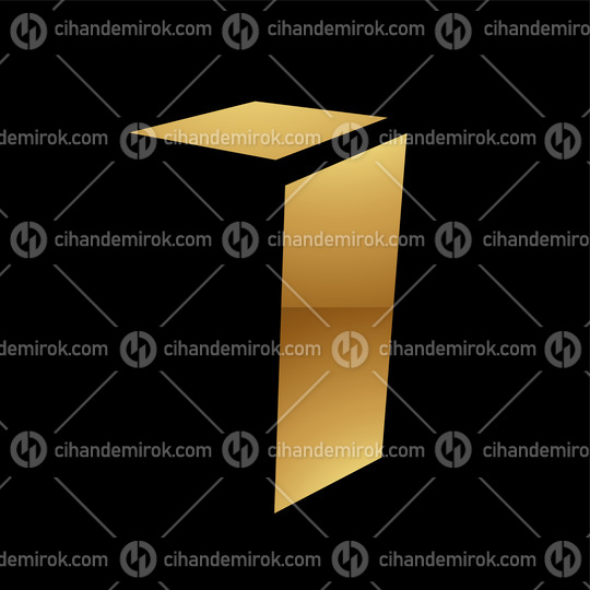 Golden Letter I Symbol on a Black Background - Icon 4