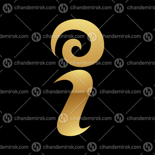 Golden Letter I Symbol on a Black Background - Icon 5
