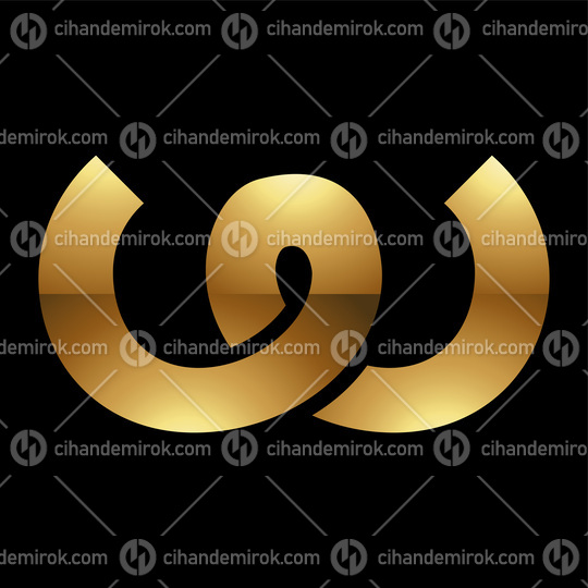 Golden Letter W Symbol on a Black Background - Icon 5