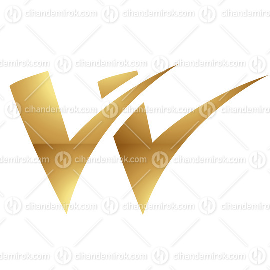 Golden Letter W Symbol on a White Background - Icon 1
