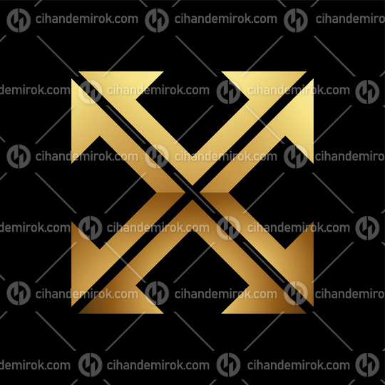 Golden Letter X Symbol on a Black Background - Icon 2