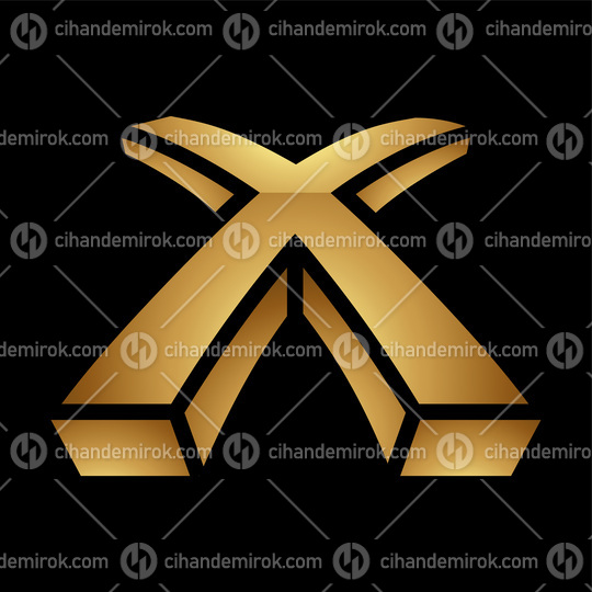 Golden Letter X Symbol on a Black Background - Icon 5