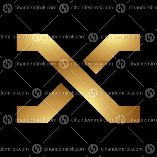 Golden Letter X Symbol on a Black Background - Icon 8