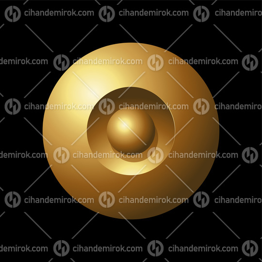 Golden Shiny Bold Spheres on a Black Background