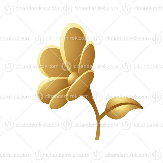 Golden Shiny Flower on a White Background