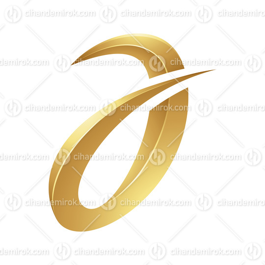 Golden Spiky Curvy Letter A on a White Background